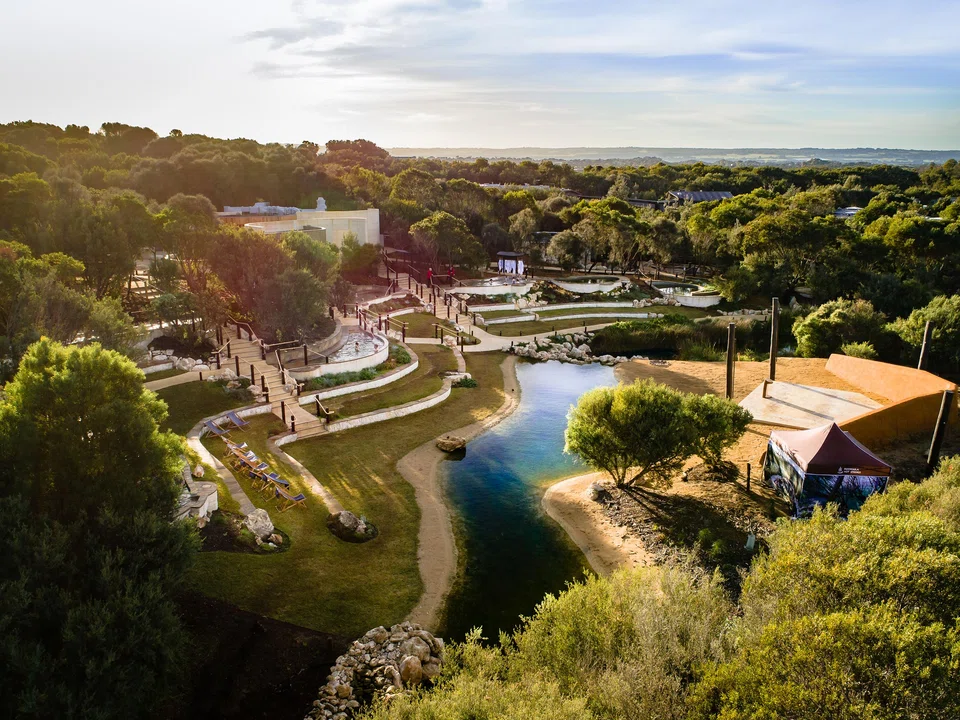 Take a dip and enjoy perfomances at the amphitheatre at Peninsula Hot Springs.