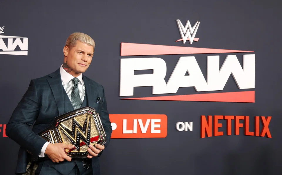 US pro-wrestler and actor Cody Rhodes attends Netflix's "WWE Monday Night RAW" premiere at the Intuit Dome in Inglewood, Los Angeles, Jan 6, 2025.