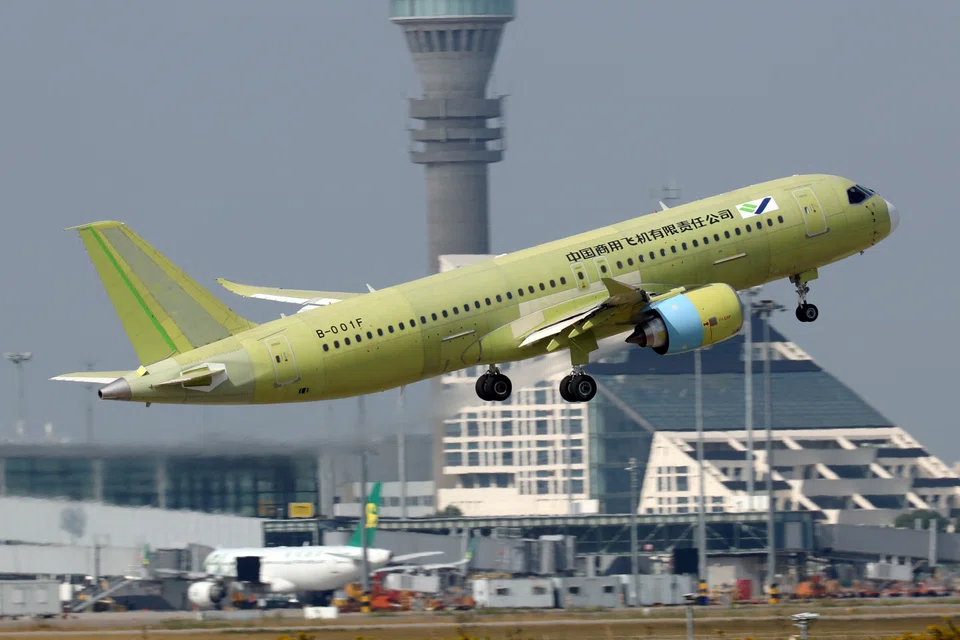 The C919 is designed to rival single-aisle jets made by Airbus and Boeing.