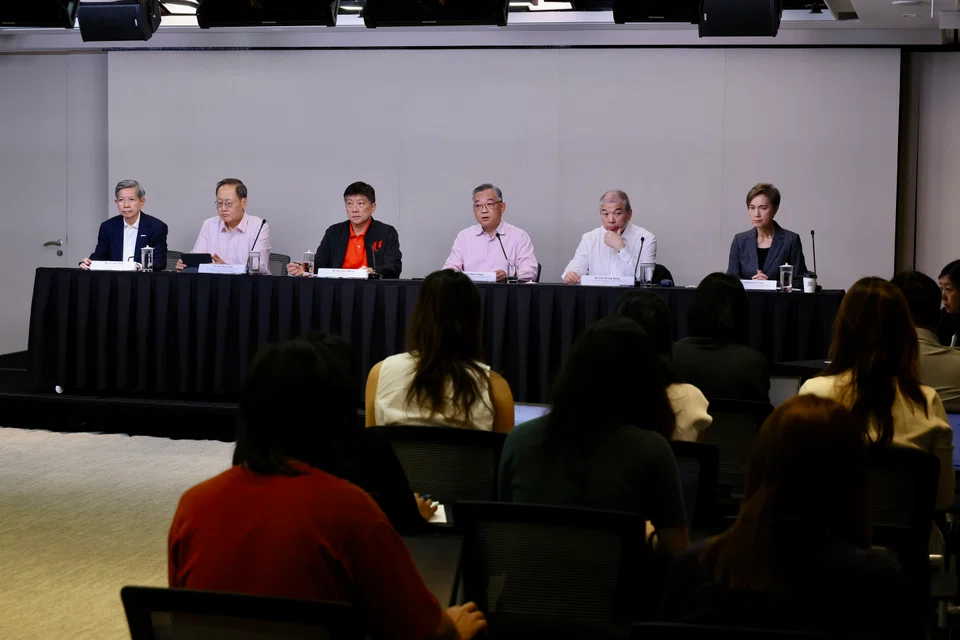 Deputy Prime Minister Gan Kim Yong (fourth from left), who is also minister for trade and industry, expects Singapore’s growth to slow in the second half of the year.