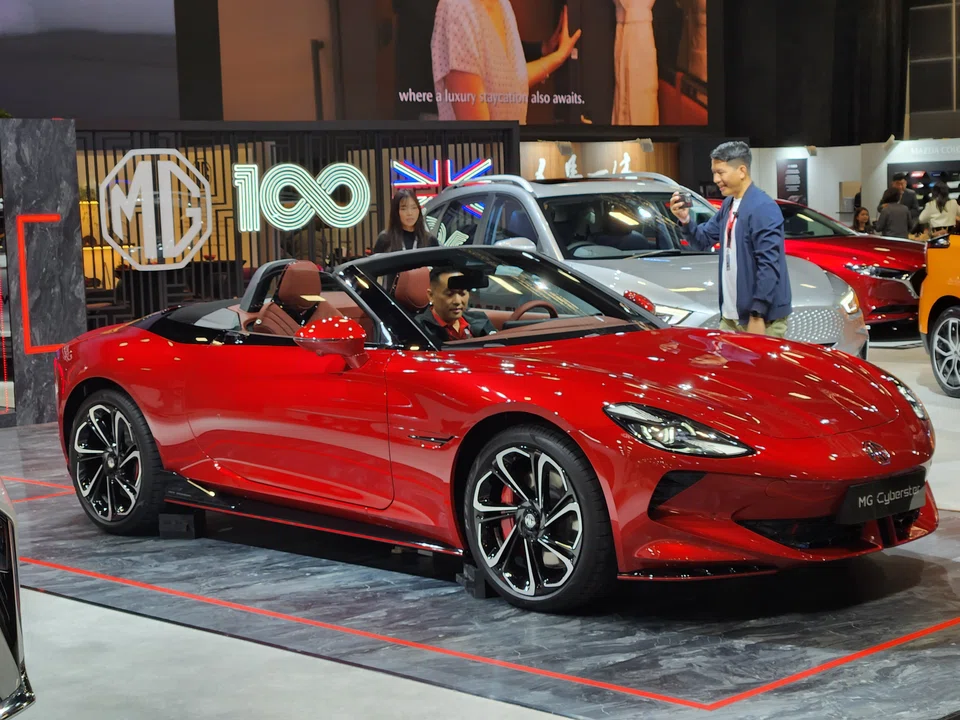 The MG Cyberster, seen at the Singapore Motorshow 2024, could be the first electric sports coupe from a mainstream brand in Singapore if it makes a market debut.