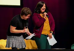 Comedian Allison Reese's impression of US Vice-President Kamala Harris has earned the intention of Billy Eichner, who cast her in his 2022 movie.