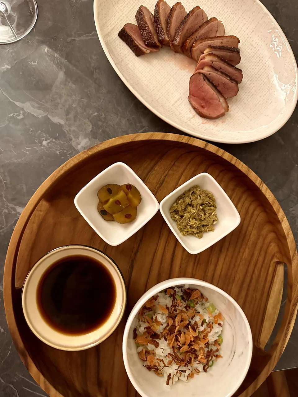 7-day aged duck served with rice and herbal duck soup.
