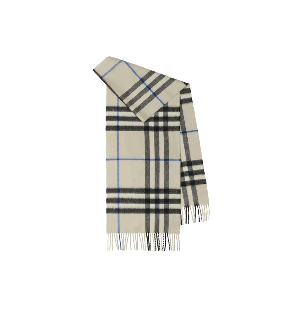 Burberry check cashmere scarf in lichen.