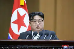 North Korean leader Kim Jong Un attends the 10th Session of the 14th Supreme People's Assembly of the Democratic People's Republic of Korea, at the Mansudae Assembly Hall, Pyongyang, North Korea, Jan 15, 2024.    