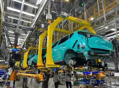 The production of GSM's electric taxis at VinFast's factory in Hai Phong. GSM, founded by VinFast CEO Pham Nhat Vuong, has scaled up its fleet exponentially to gain dominance in Vietnam’s ride-hailing sector and enter new countries in South-east Asia in the past two years.