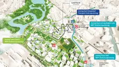 The white site in Jurong East (comprising three land plots) can be developed into about 150,000 sq m GFA of office space, 1,760 private homes and 75,000 sq m GFA of complementary uses such as for retail, hotel or community.