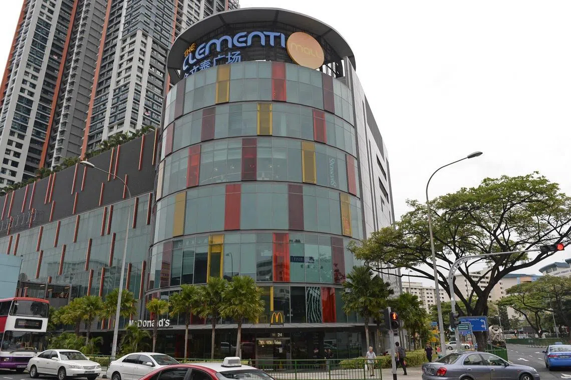 The Clementi Mall, which has a five-storey retail podium and a basement level, has around 160 shops.