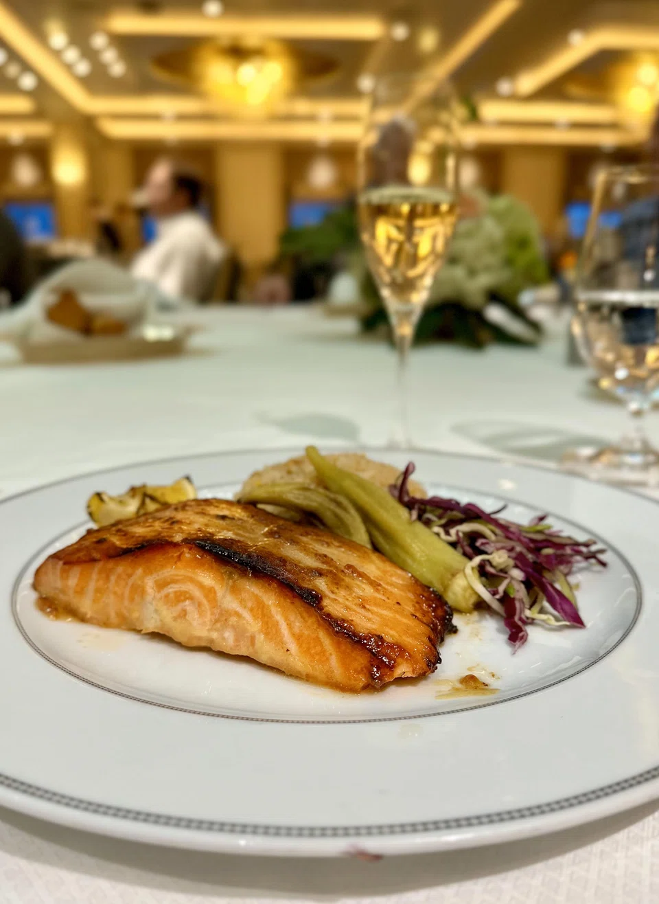 Seared steelhead at the Explorer's Compass Rose restaurant.