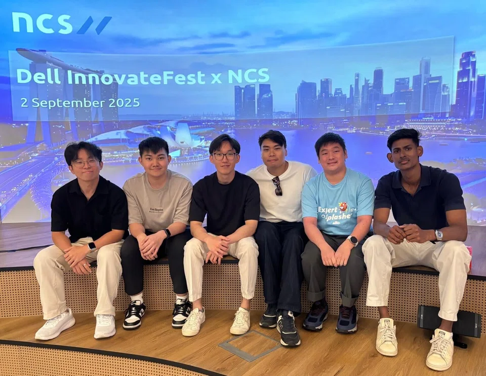 The team that created mental wellness app Someone comprised: (from left) Ng Jia Wei, Tay Yong Jun, Tay Jeung Hong, Christian Candelario, Goh Jia Rui, Mohamed Fawaz