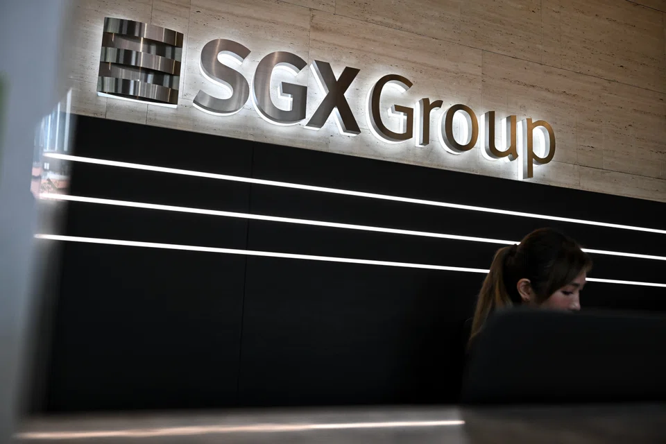 ST20240422_202439334845 Kua Chee Siong/ pixgeneric/ Generic pix of the SGX logo at the SGX Centre 1, located in Shenton Way, on April 22, 2024.