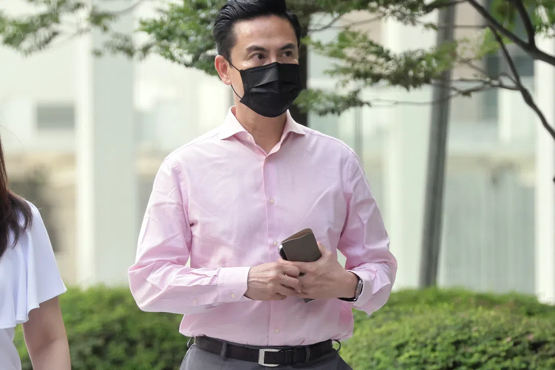 Former Swiber CEO Francis Wong Chin Sing arriving at the State Courts on Monday (Mar 25).  