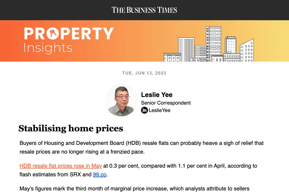 The Business Times' Property Insights newsletter (June 13, 2023)