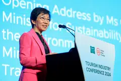 Minister for Sustainability and the Environment Grace Fu delivering the opening address at this year's Tourism Industry Conference.