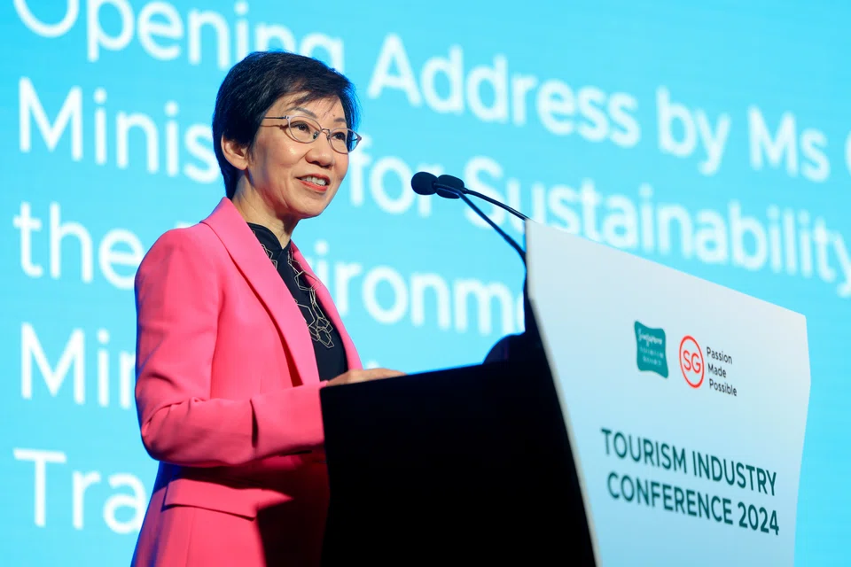 Minister for Sustainability and the Environment Grace Fu delivering the opening address at this year's Tourism Industry Conference.