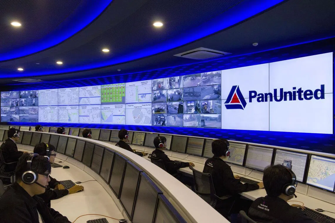Pan-United Corporation's operations command centre. The company is to incur a loss of about S$1.5 million on the disposal of its stake in Pacific Granitama.