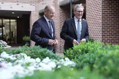 Olaf Scholz (left) and Keir Starmer in Washington, DC, in July. Starmer's visit to Berlin on Wednesday, less than two months into office, is an important one for the British PM.