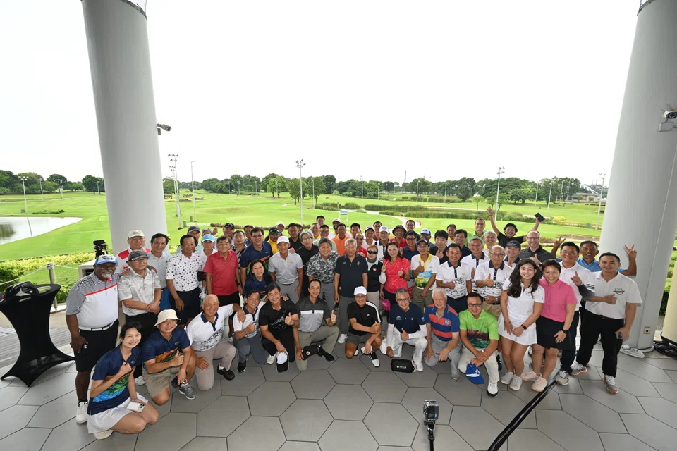 Labour chief Ng Chee Meng (centre) and a group of about 70 golfers play a final round at the Marina Bay Golf Course on Jun 30, 2024.