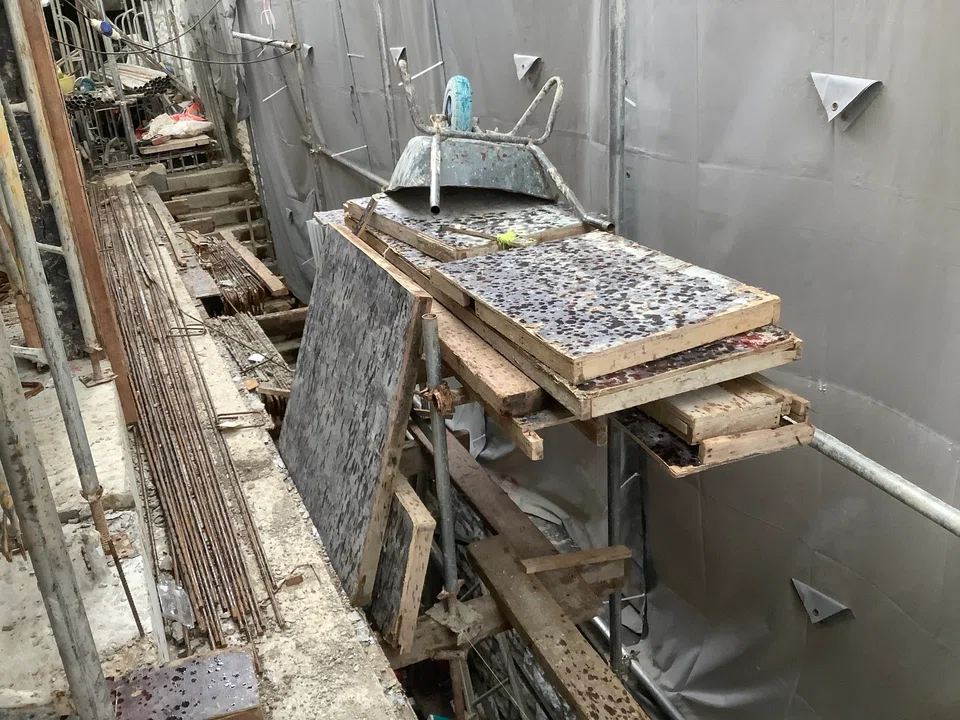 A Ministry of Manpower social media post showing examples of safety violations from recent enforcement actions, including haphazard storage of materials and equipment. 