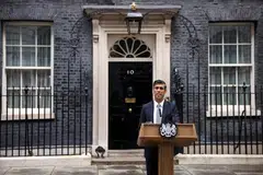 Britain's new Prime Minister Rishi Sunak speaking outside 10 Downing Street, in London, October 25, 2022. 
