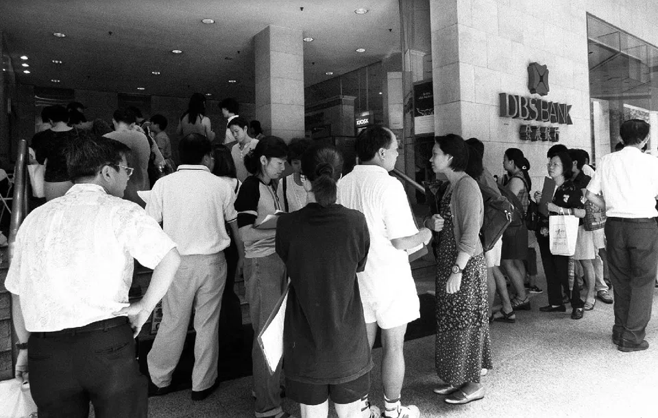 Investors queueing at DBS Securities following Clob's closure, which left many retail investors stuck with worthless paper. The launch of SDRs promises to be a better experience.