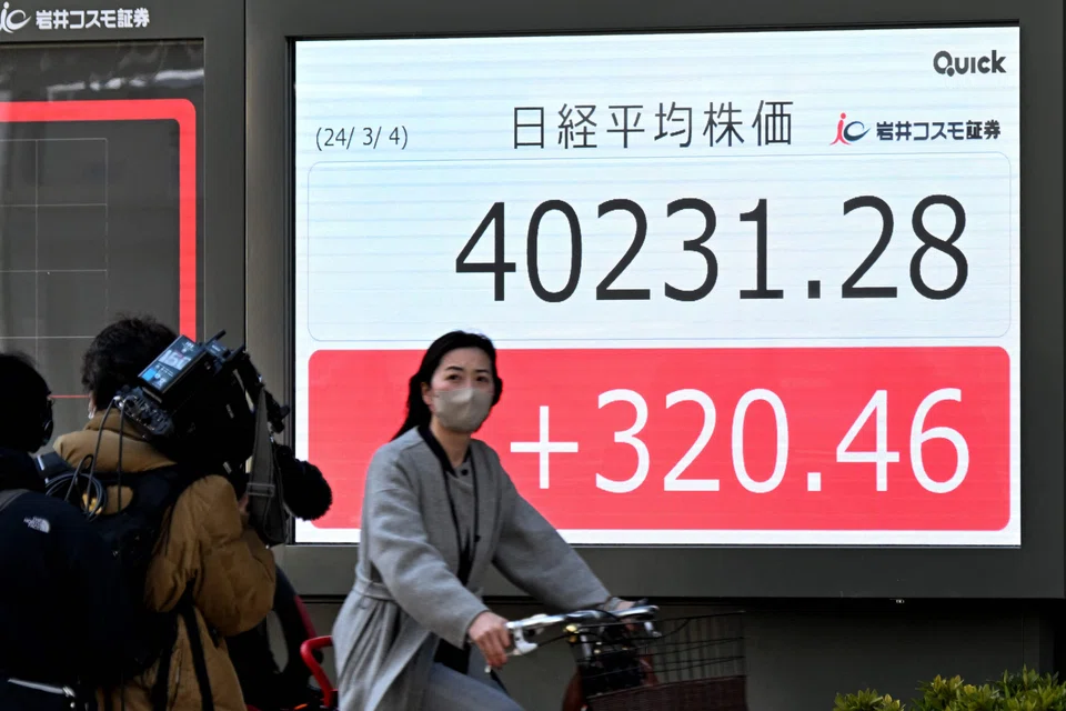 Foreigners purchased a net 68.31 billion yen (S$616.6 million) of Japanese stocks in the week to March 1, compared with a marginal 2.83 billion yen of net selling in the previous week.
