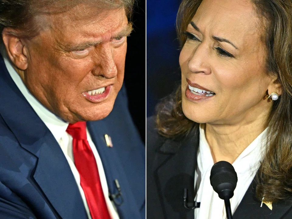 The US presidential election is a toss-up between Donald Trump (left) and Kamala Harris, and for markets, may not make a meaningful difference to returns in the long run.