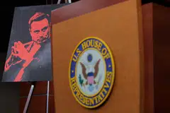 A sign seen at a press conference held by the Congressional Progressive Caucus on Elon Musk's government interference at the US Capitol, Washington, D.C., Feb 06, 2025. A federal judge in Massachusetts ordered a temporary injunction on Musk's deadline - midnight on Thursday - for the country’s more than two million government employees. 