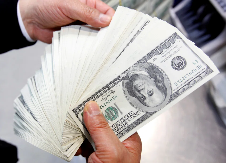 The dollar was down 0.3 per cent at 104.74 against a basket of currencies.