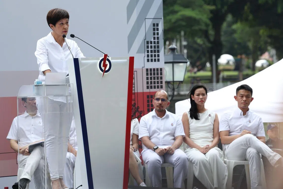 Indranee was among the nine PAP candidates who spoke at the Fullerton rally  held in the Central Business District on Monday (Apr 28). 