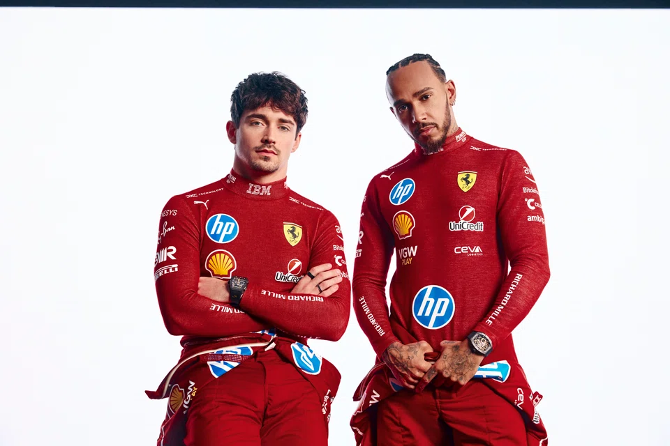 The Ferrari Formula 1 racing team this season comprises Charles Leclerc (left) and Lewis Hamilton.