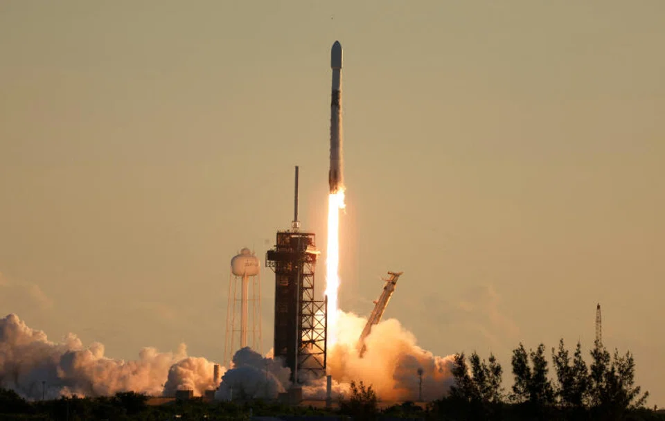 A SpaceX Falcon 9 rocket lifts off carrying Nasa's Interstellar Mapping and Acceleration Probe (IMAP) mission.