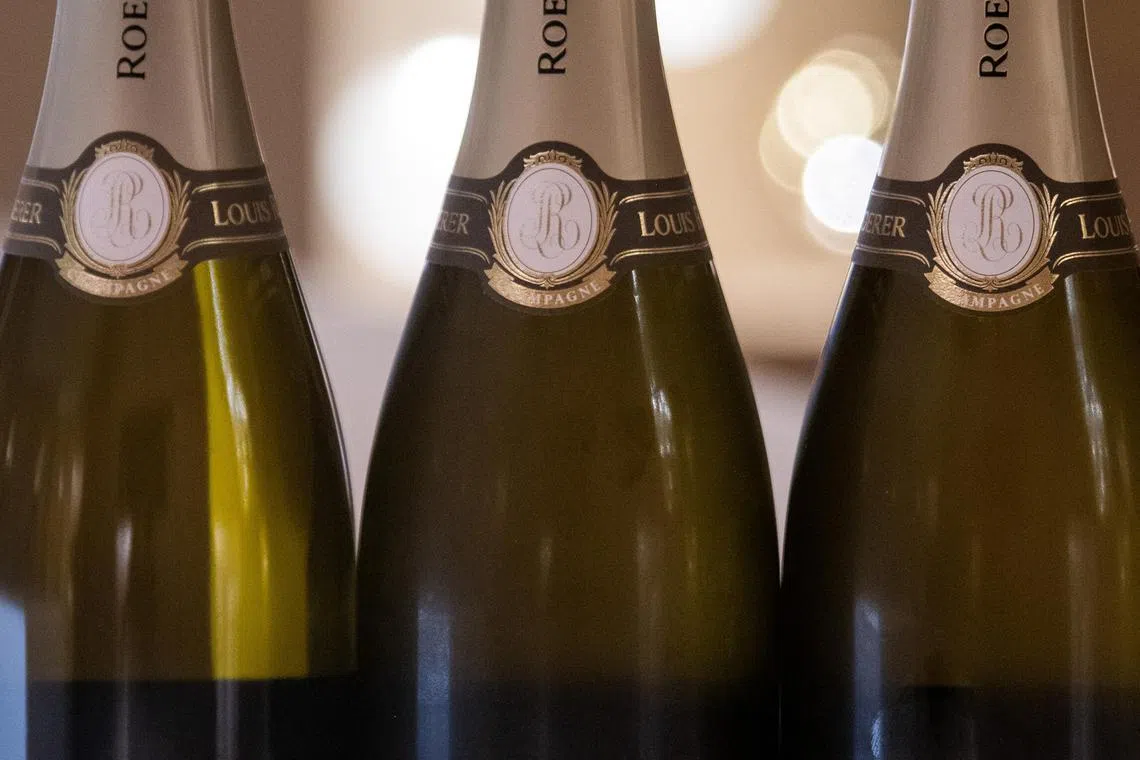 Bottles of Louis Roederer Collection, multivintages made with the perpetual reserve in Reims, France, Dec. 5, 2024. A new method of making nonvintage Champagnes is taking hold. (James Hill/The New York Times)