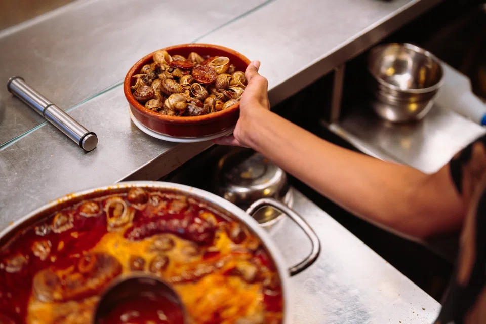 Caracoles or snails are a signature dish at restaurant Casa Amadeo.