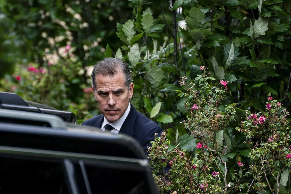 Hunter Biden leaving the federal courthouse in Wilmington, Delaware, on Jun 5, after the third day of his gun charge trial. 