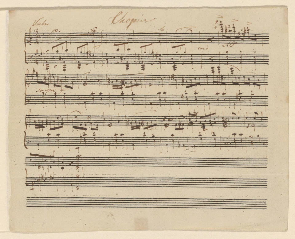 A manuscript believed to be an unknown waltz by Frederic Chopin, the great fantasist of the Romantic era.