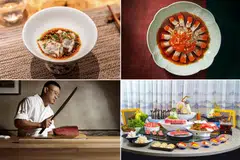 Among the recent Chinese F&B players to open in Singapore are (clockwise from top left) KUN, Yong Fu, Chamoon Hotpot and Sushizen by chef E Ran (pictured). 