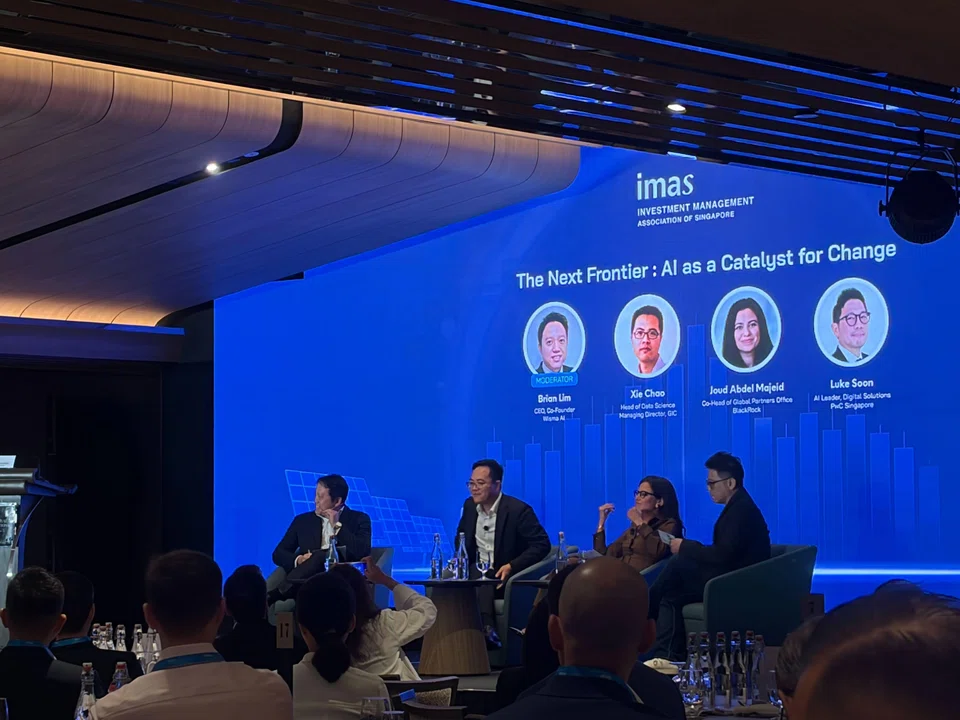 Moderated by Brian Lim, co-founder of Wisma AI, the panel featured Joud Abdel Majeid of BlackRock, Luke Soon of EWC, and Xie Chao of GIC, offering diverse perspectives on AI advancements, enterprise adoption, and governance.
