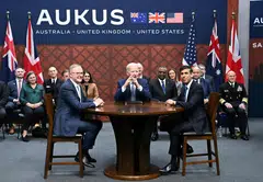 Aukus, formed by the three countries in 2021, is part of efforts to push back against China’s growing influence.