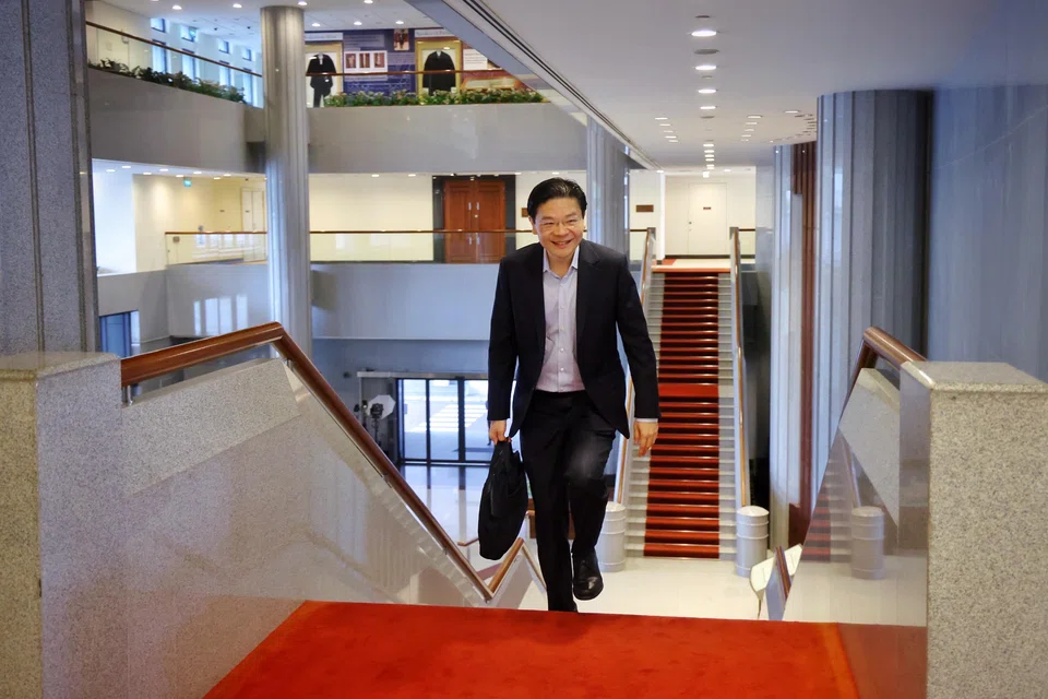 PM Lawrence Wong arriving at Parliament House to deliver the Budget speech on Feb 18.