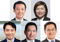 The five new board members are (clockwise from top left) Lee Chee Koon, Blossom Hing, Vincent Chong, Lawrence Goh and Puah Kok Keong.