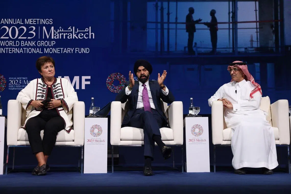 Ajay Banga, president of the World Bank Group, (centre) is calling on member countries to replenish the bank’s Crisis Response Window, with a goal of raising US$4 billion.