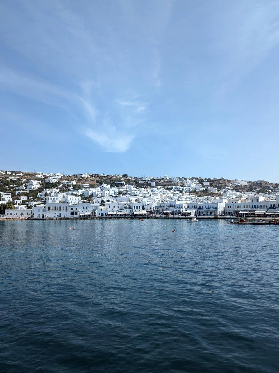 View of Mykonos from Mykonos Old Port, Greece.