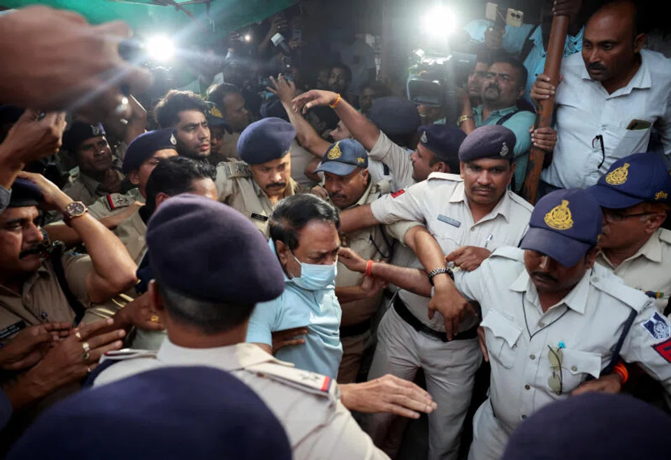 Sresan Pharma owner, S Ranganathan, is escorted by police to a local court after one of their medicines, Coldrif cough syrup, was linked to the death of multiple children in Parasia, Madhya Pradesh.