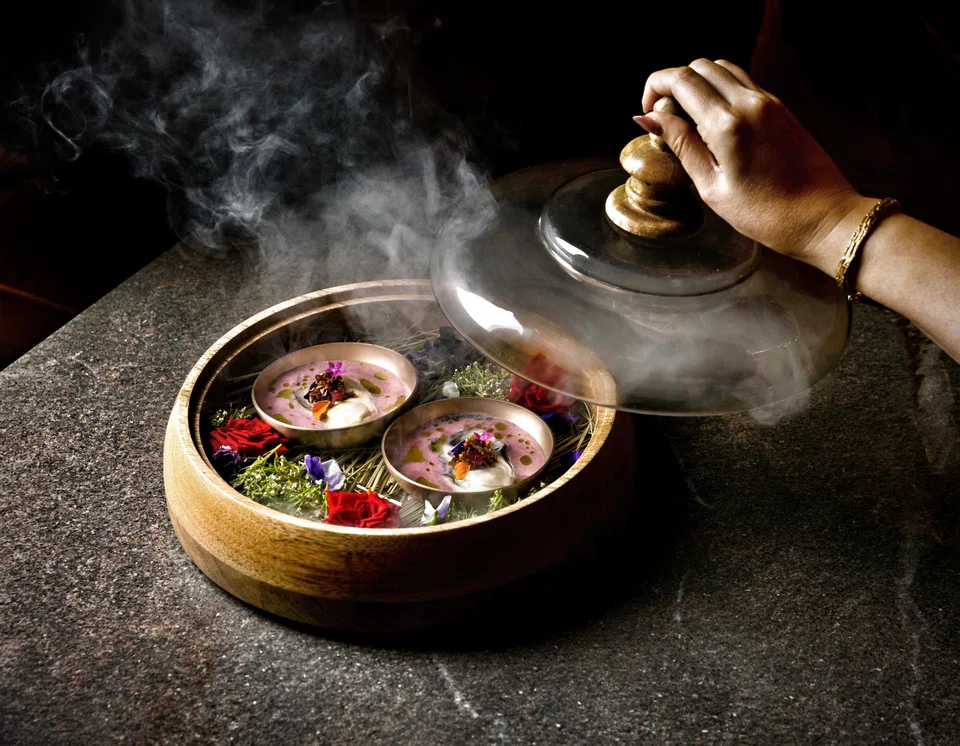 Hay Smoked Oyster in Sol Kadhi.