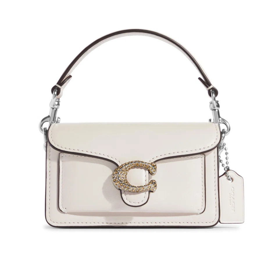 Coach Refined Calf Leather Tabby 12 with Pave C.