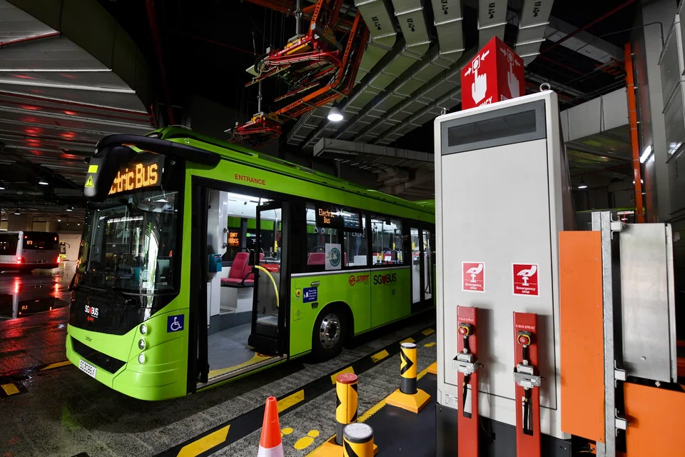 Electric buses in Singapore. The International Finance Corporation estimates that cities in emerging markets in Asia could attract around US$20 trillion in climate-related investments to 2030 in green buildings, public transportation, electric vehicles, waste, water, and renewable energy.