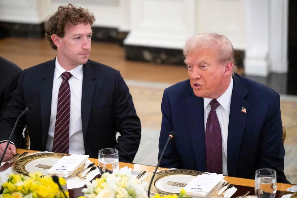 Trump (right) hosting tech leaders including Meta's Mark Zuckerberg at the White House on Sep 4. The White House has confirmed the existence of a secret “loyalty rating” chart ranking companies and business groups on their support for the president’s “big, beautiful” Budget Bill.