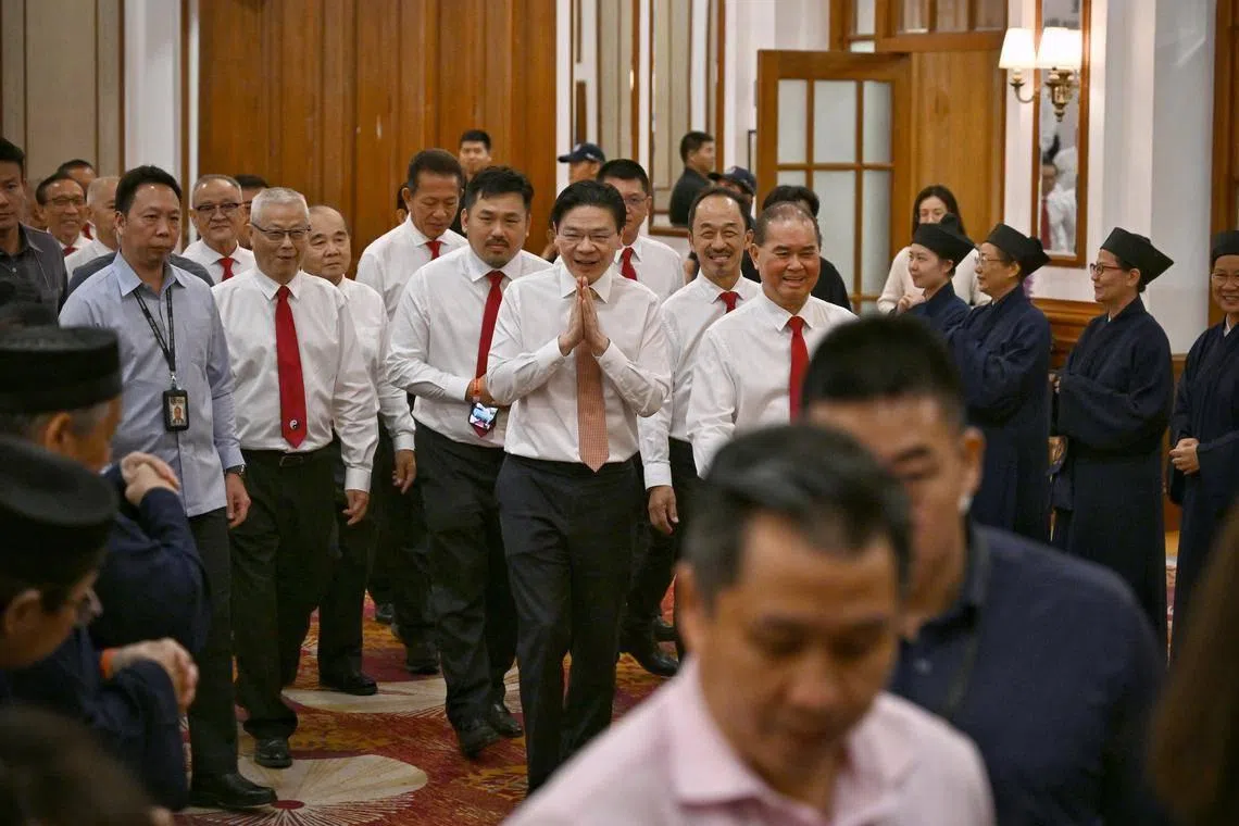 PM Lawrence Wong arriving at a dinner to celebrate the Taoist Federation’s 35th anniversary and Singapore’s 60th year of independence.