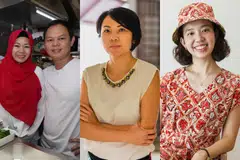 From left: Haig Road Putu Piring fifth-generation owner Aisha Hashim with her husband Nizam Iskandar; Everyday Tour Company CEO Yeo Pei Shyuan; and YeoMama Batik founder Desleen Yeo.